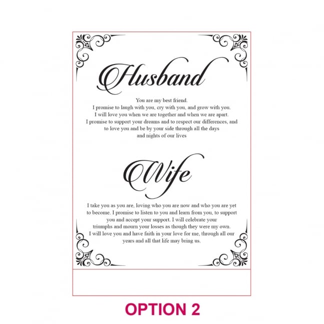 Engraved Clear Acrylic Wedding Vows with Wooden Base
