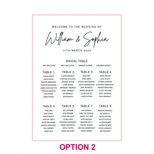 Printed A1 Size Wedding Welcome Sign / Wedding Seating Chart