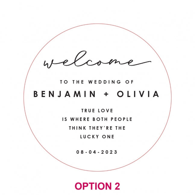 Printed 60cm Round Wedding Welcome Sign
