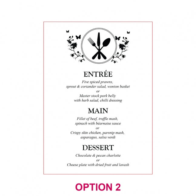 Engraved 5x7 Mirror Acrylic Wedding Menus