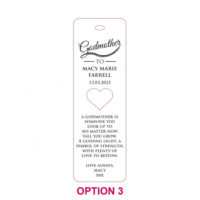 Engraved Godparent Wooden Bookmark