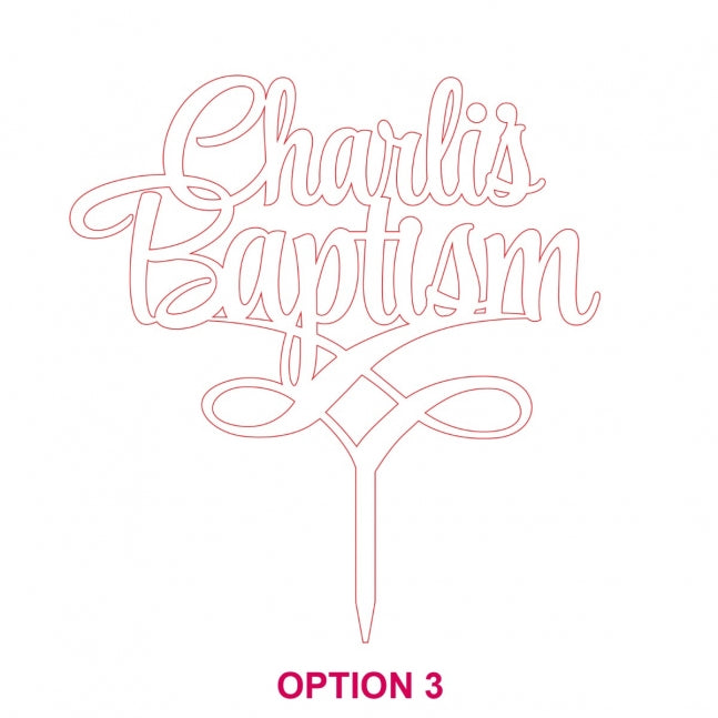 Laser Cut Acrylic Christening Cake Topper