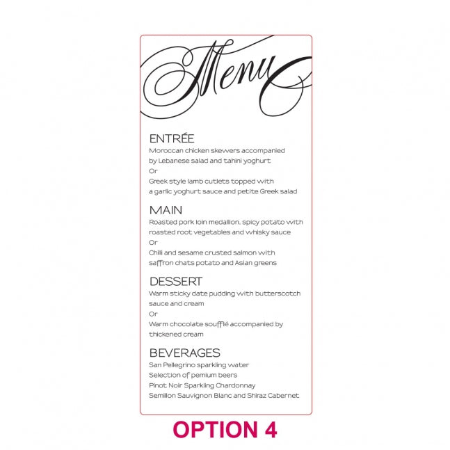 Engraved Wooden Wedding Menus