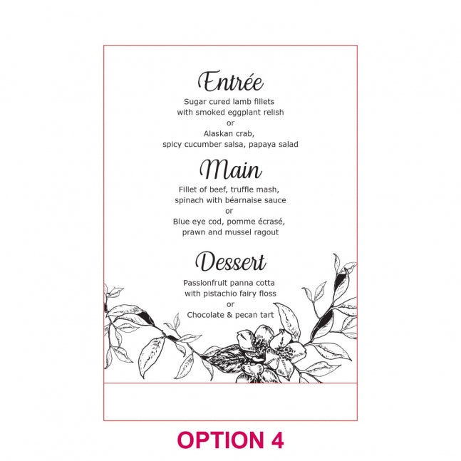 Engraved Clear Acrylic Menu with Wooden Base
