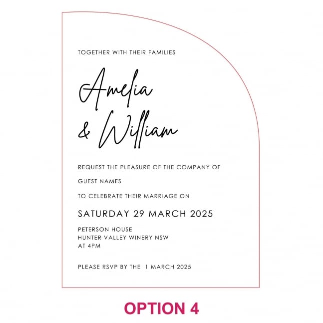 Engraved 5x7 Acrylic Semi Arch Wedding Invitations