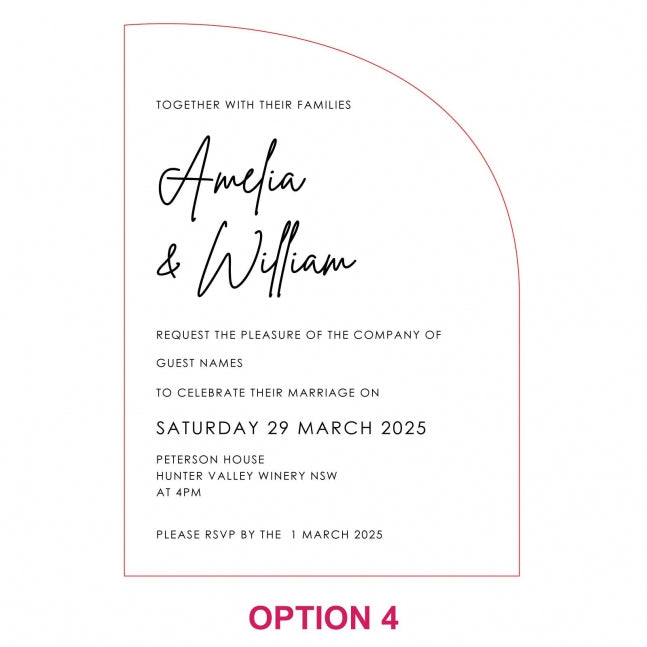 Engraved 5x7 Mirror Acrylic Semi Arch Wedding Invitations