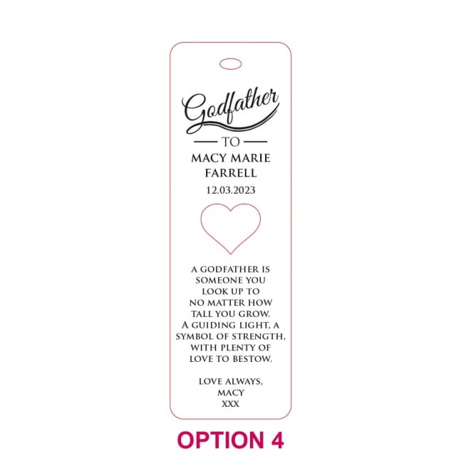 Engraved Godparent Wooden Bookmark