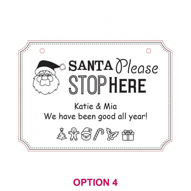 Engraved Wooden Santa Please Stop Here Sign