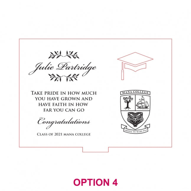 Engraved Wooden Graduation Postcard with Stand