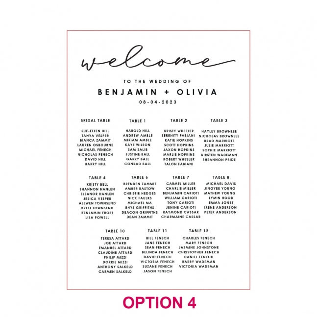 Printed A1 Size Wedding Welcome Sign / Wedding Seating Chart
