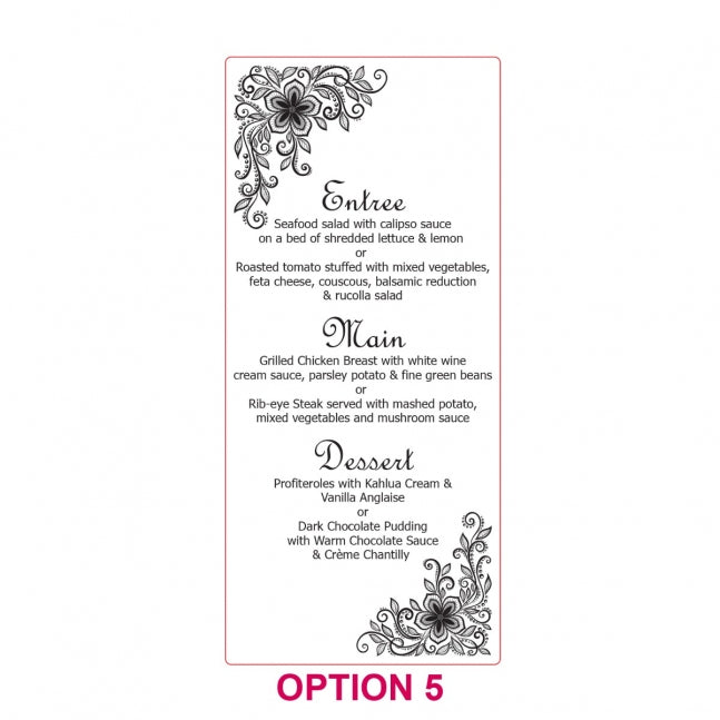 Engraved Wooden Wedding Menus