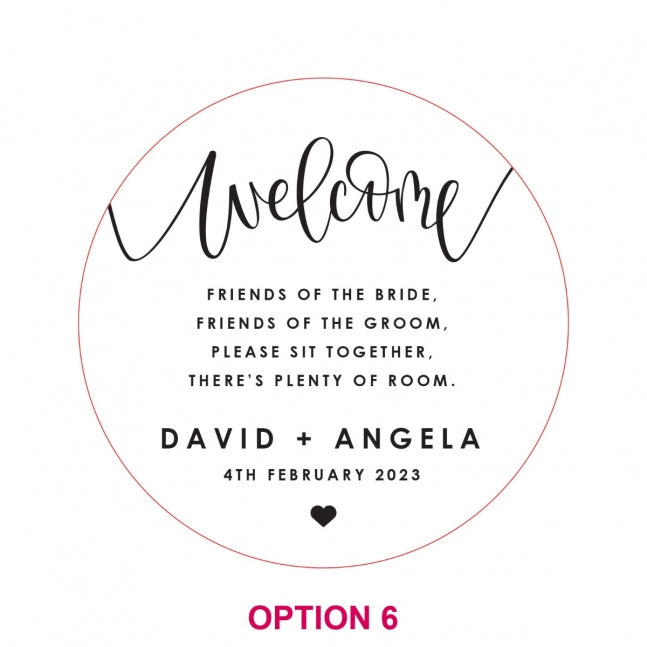 Printed 60cm Round Wedding Welcome Sign