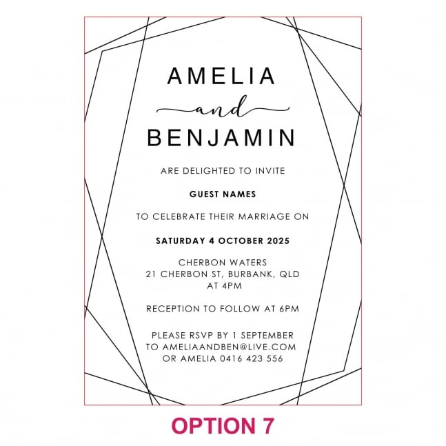 Engraved 5x7 Acrylic Wedding Invitations