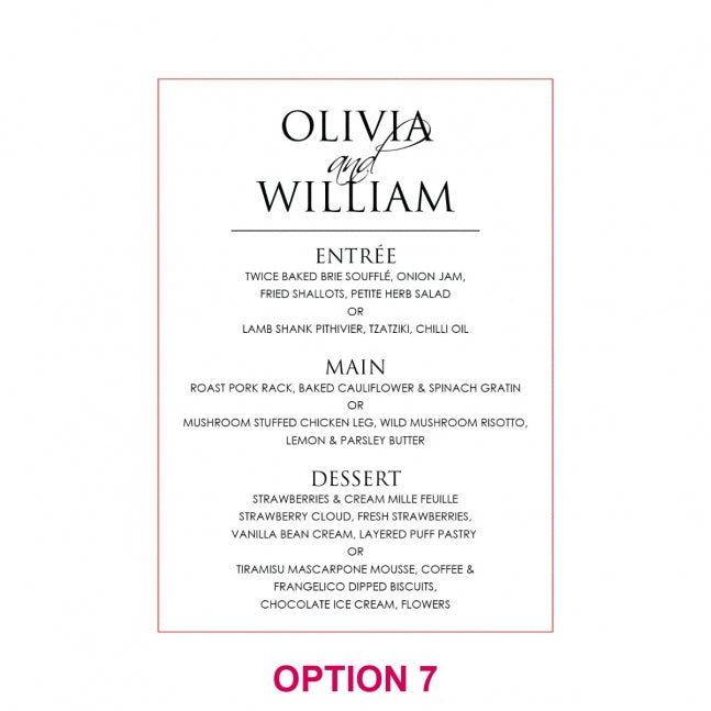 Engraved 5x7 Acrylic Wedding Menus