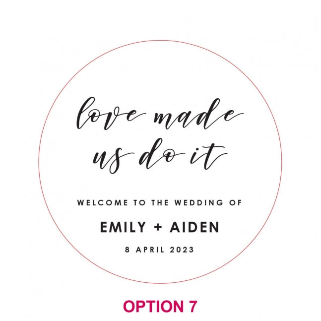 Printed 60cm Round Wedding Welcome Sign