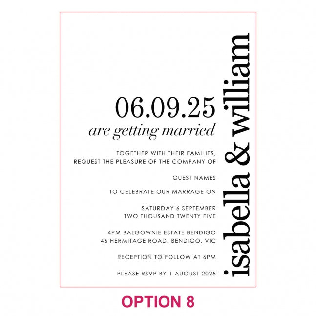 Engraved 5x7 Acrylic Wedding Invitations