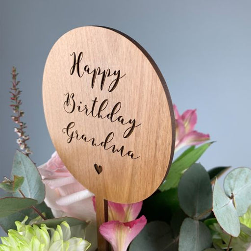 Customised Engraved Wooden Birthday Bouquet Flower topper