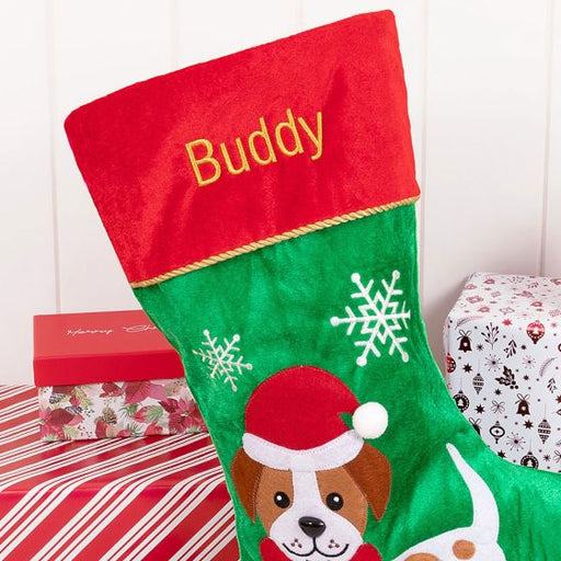 Customised Embroidered Name Dog Christmas Stocking
