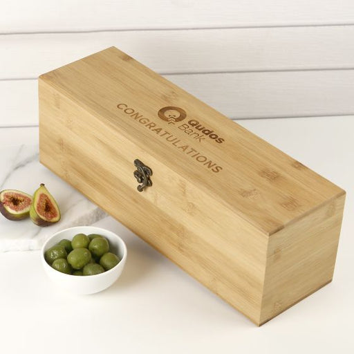 Engraved Corporate Bamboo Wine Box with Tool Set