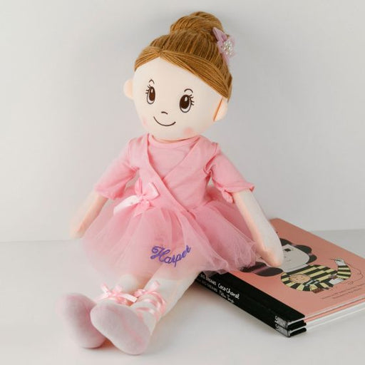 Personalised Embroidered Name Pink Ballerina Doll