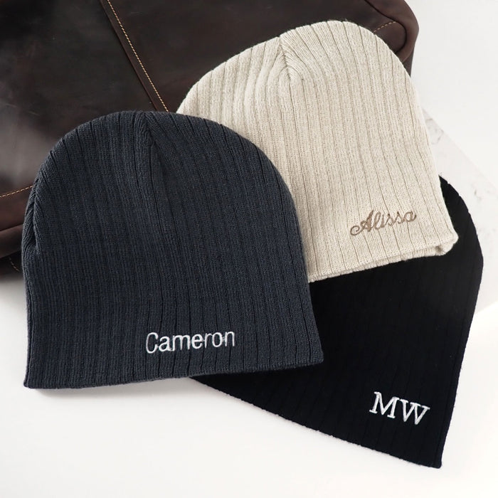 Embroidered Cable Knit Beanie Personalised Favours