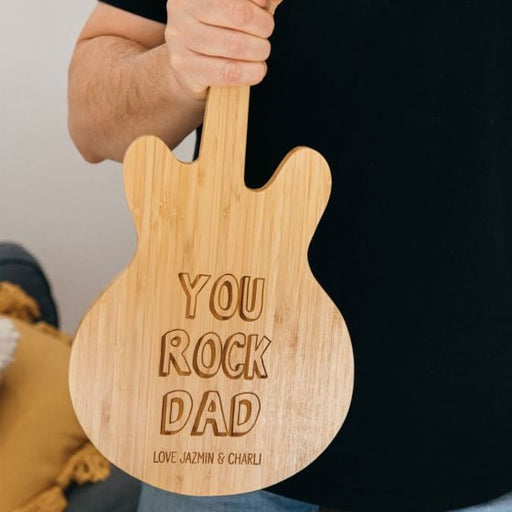 Customised Engraved Name Father's Day Guitar Chopping Serving Board