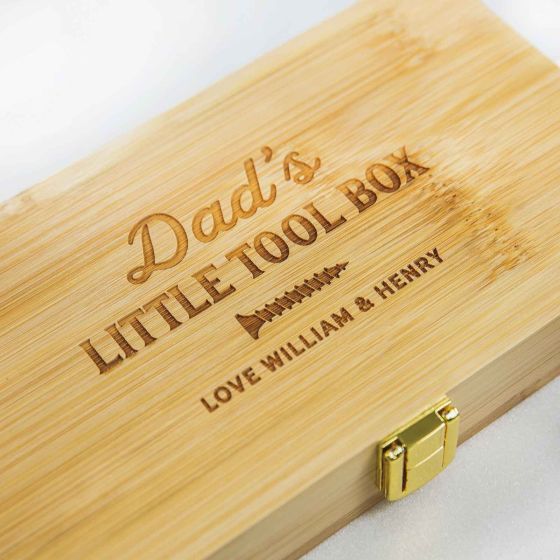 Custom Engraved Name 21 Piece Tool Set in Bamboo Case Father's Present