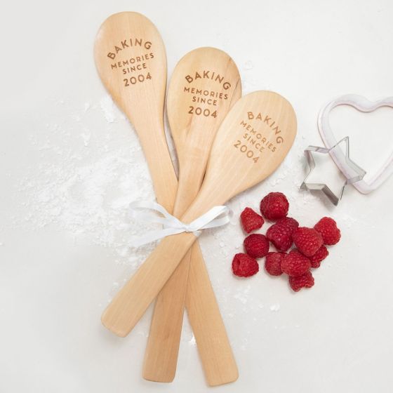 Custom designed, Laser Engraved 3 Piece Wooden Spoon 50th Birthday Gift Set