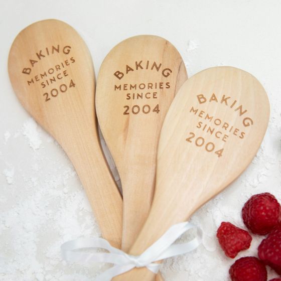 Personalised Engraved 3 Piece Wooden Spoon Birthday Gift Set