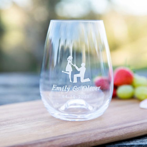 Personalised Engraved Anniversary Stemless wine Glass Present