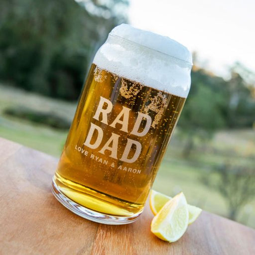 Custom Designed Engraved Father's Day beer Can Glass Present