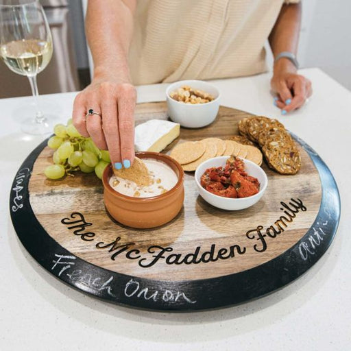 Personalised Engraved Acacia Wood Lazy Susan with Chalkboard Rim Birthday Present