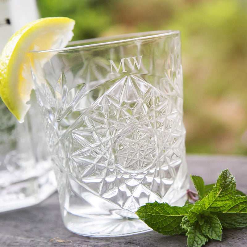 Custom Monogram Engraved Initials Crystal Scotch Whiskey Glass Tumbler 350ml