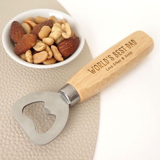 Personalised Engraved Father's Day Wooden Handle Bottle Opener Present