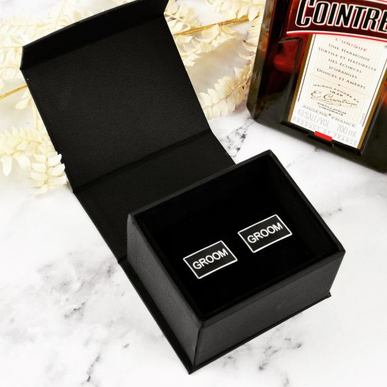 Grooms, Best Man, Groomsman Bridal Party Cufflinks with Black Presentation Gift Box