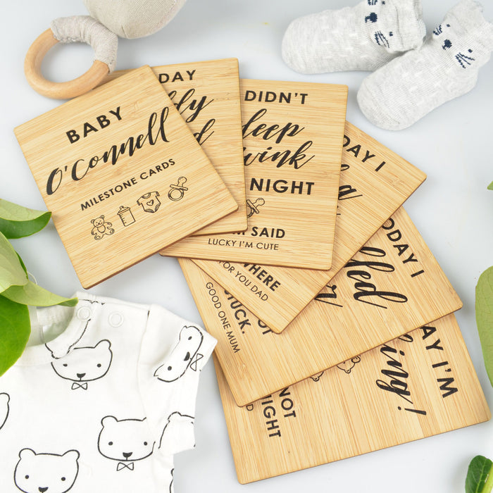 Customised Engraved Funny Baby Milestone Cards Present