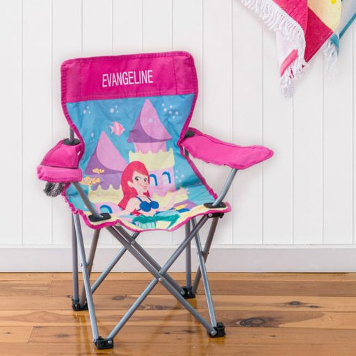 Personalised White Embroidered Pink Mermaid Camp Chair