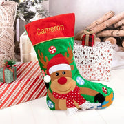 Customised Embroidered Name Reindeer Stocking
