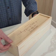 Personalised wooden wine box engraved for 30th, 40th, 50th, 60th or 70th milestone birthday
