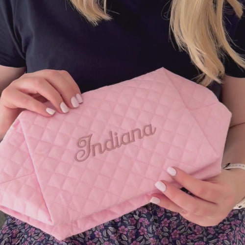 Personalised Makeup Bag Quilted Pink