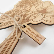 Custom Engraved Name Wooden Flowers With Matching Wooden Gift Tag Mother's Day Gift.