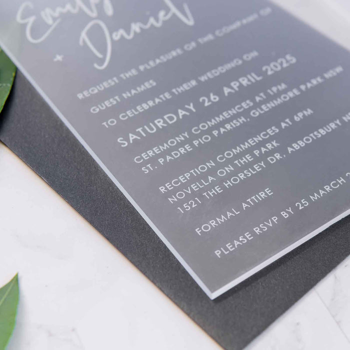 Customised Engraved 5x7 Semi Arch Frosted Wedding Invitations