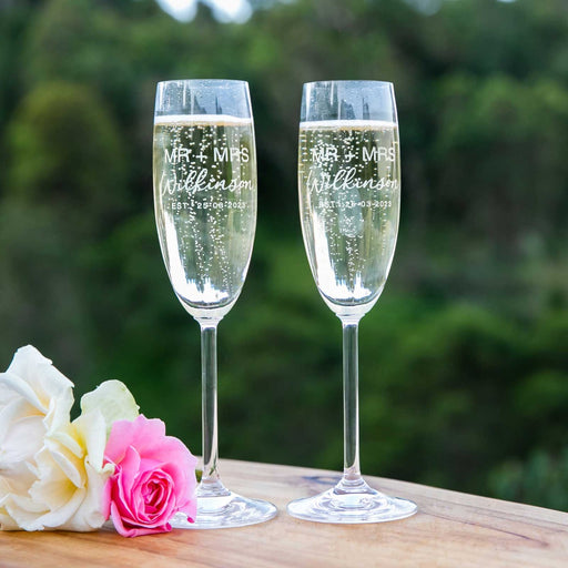 Personalised Engraved Anniversary Champagne Glasses Present