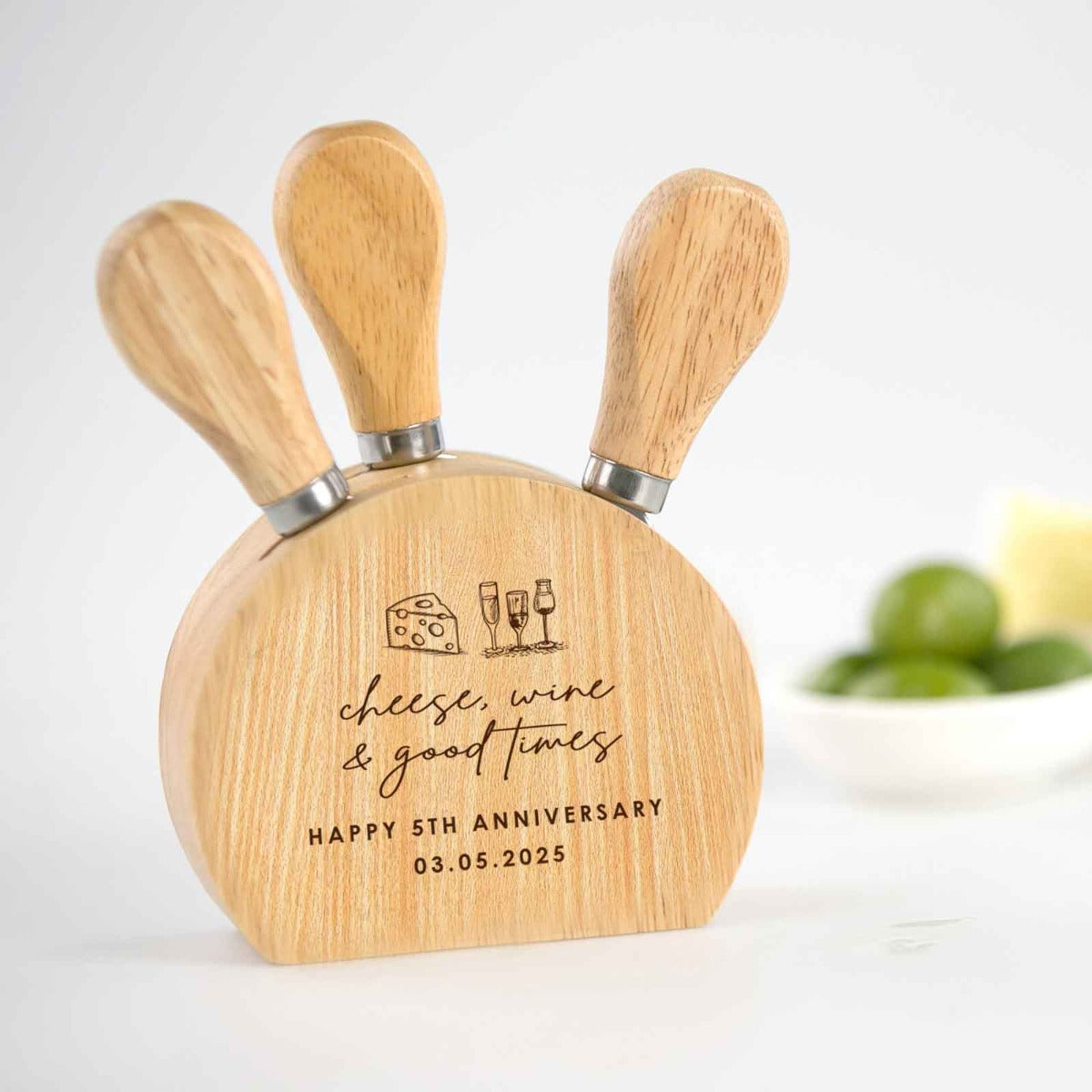 Engraved Anniversary Cheese Knife Set Personalised Favours