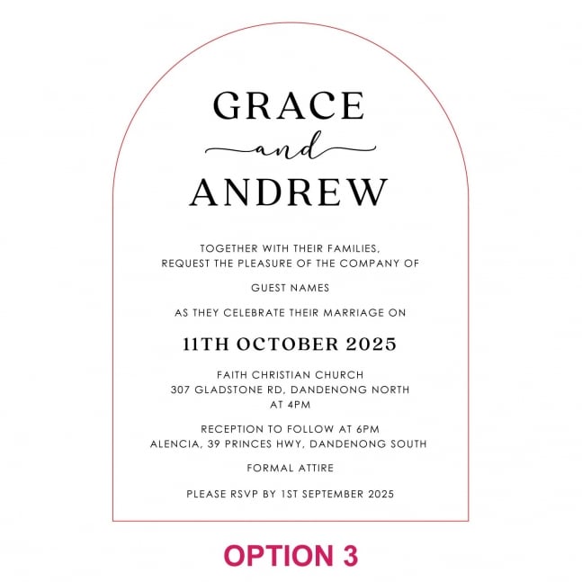Engraved 5x7 Acrylic Arch Wedding Invitations