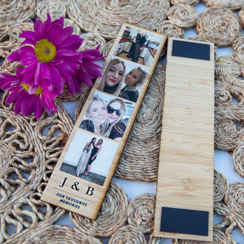 Customised Bamboo Photobooth Style 4 Photo Strip Magnetic Backing Christmas Present