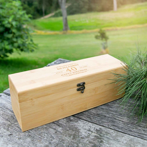Personalised Engraved Wooden Bamboo Wine Box Birthday Present
