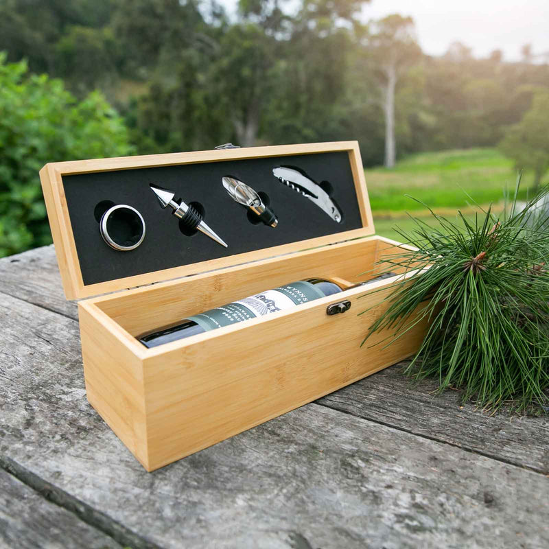 Custom designed Engraved Wooden Bamboo Wine Box Birthday Gift