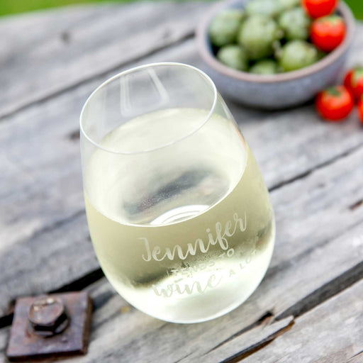 Customised Engraved Bar ware Stemless Wine Glass Present