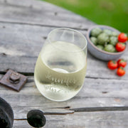 Laser engraved stemless wine glass unique gift idea